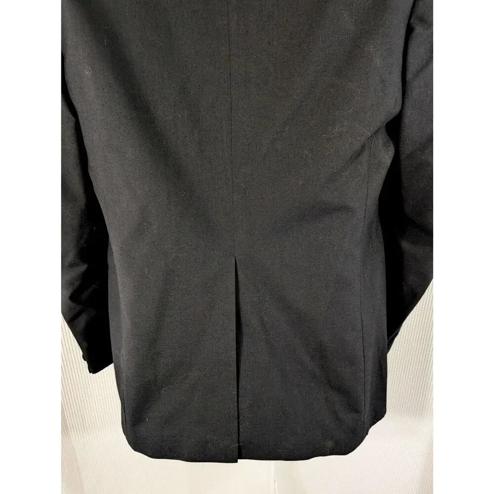 BARRY! LUXE BLACK SATIN LAPEL, ONE BUTTON FRONT TUXEDO JACKET! SIZE 38R